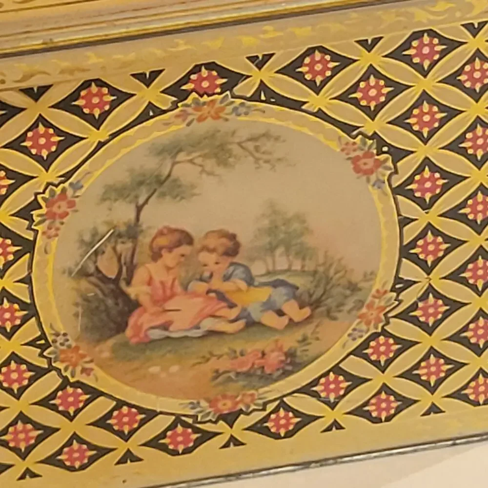 Vintage Candy  Tea Tin Canister with Lid Pastoral Children